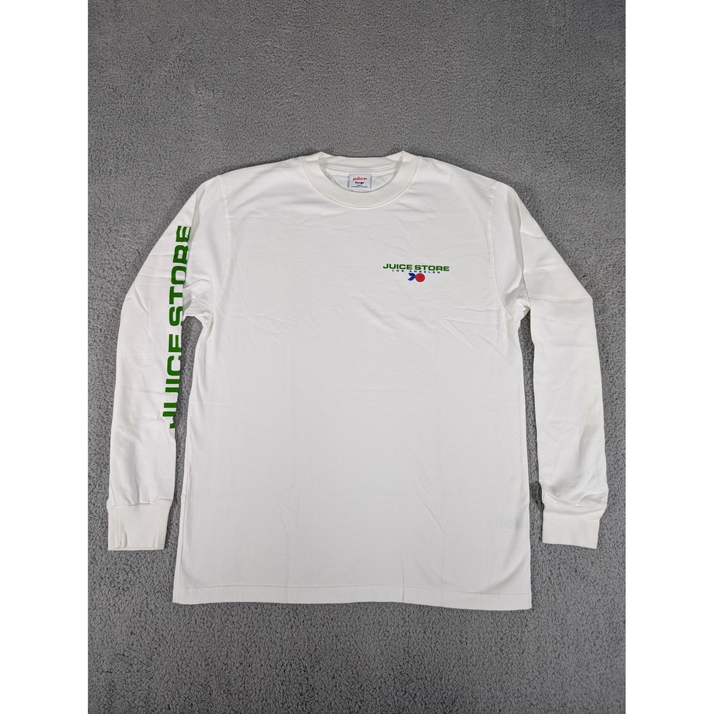 Juice Store Shirt Mens Large White Long Sleeve Los Angeles‎ Graphic Made USA Tee